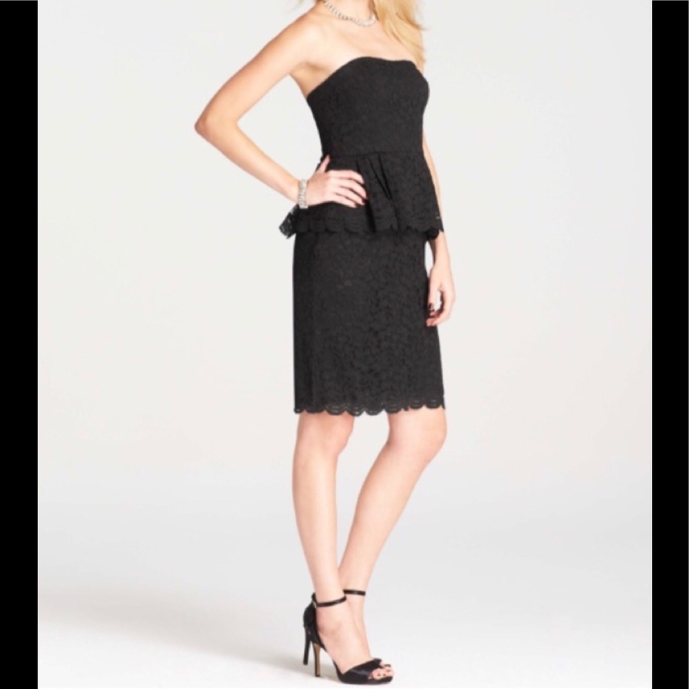 Ann Taylor strapless black lace dress